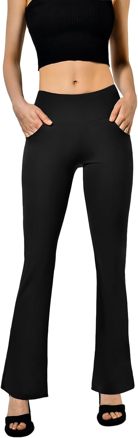 Detalle 2 de SINOPHANT Flared Yogahose Damen High Waist mit 4 Taschen – Bootcut, blickdicht