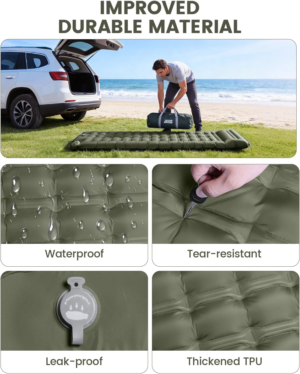 Thumbnail 3 de WARMTUYO Isomatte: Leichtes, 12 cm dickes Luftbett fürs Camping mit USB‑Pumpe