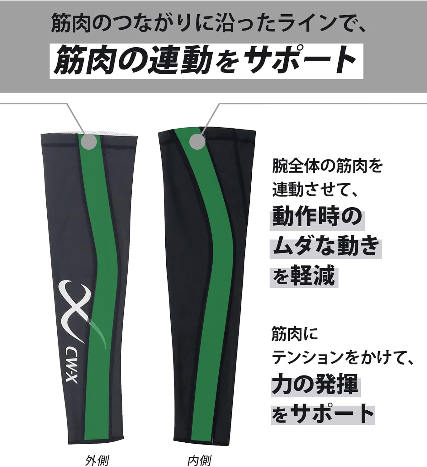 Detalle de CW-X/ワコール BCR001 右腕用アームサポーター UVカット率90%以上・ストレッチ素材