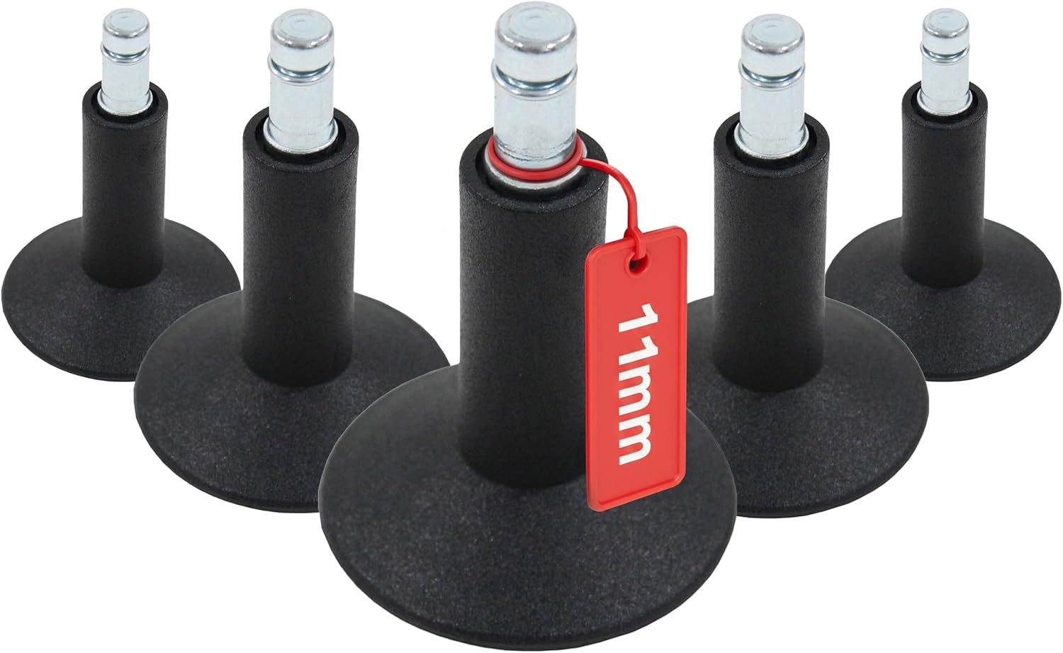 Detalle de HJH Office 619004 Piedini per Pavimento 11 mm – Confezione da 5, stand in plastica per Sedia da Ufficio