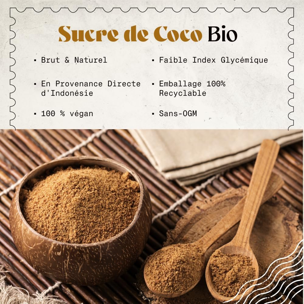 Detalle de NaturaleBio Sucre Coco 450 g – Édulcorant naturel et durable à base de sève de coco