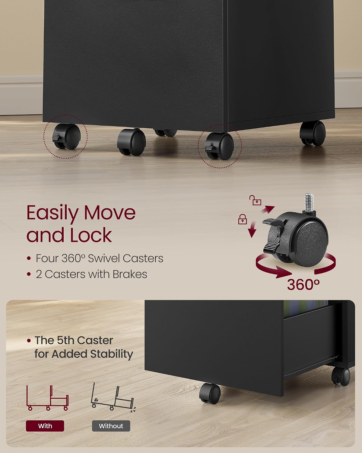 Thumbnail 6 de VASAGLE UOFC040B16 2-Drawer Rolling File Cabinet 15.7ร16.5ร27.6 in ๐