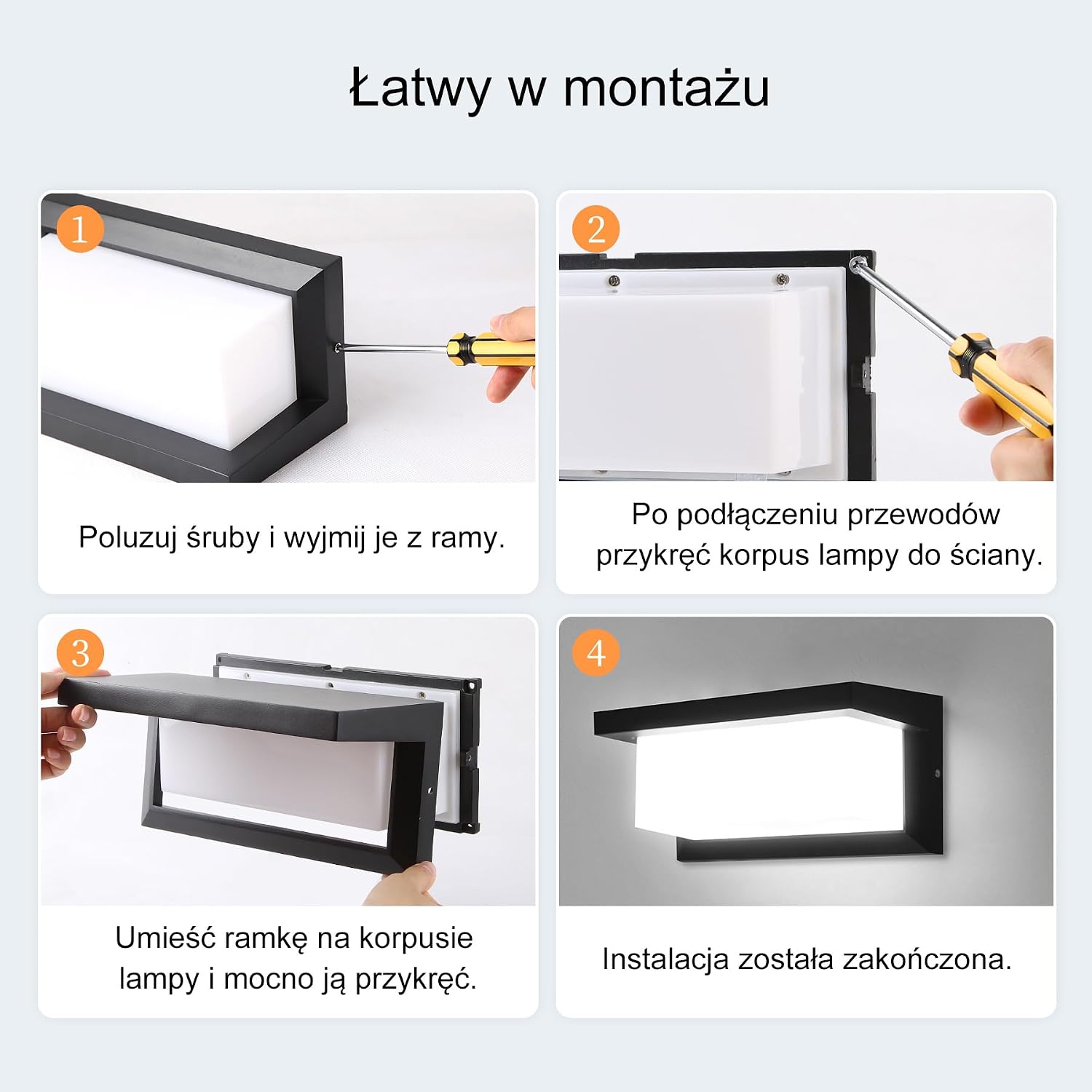 Detalle de YICALE BDA-260-001 – zewnętrzny kinkiet LED 18 W, IP65, 6500 K