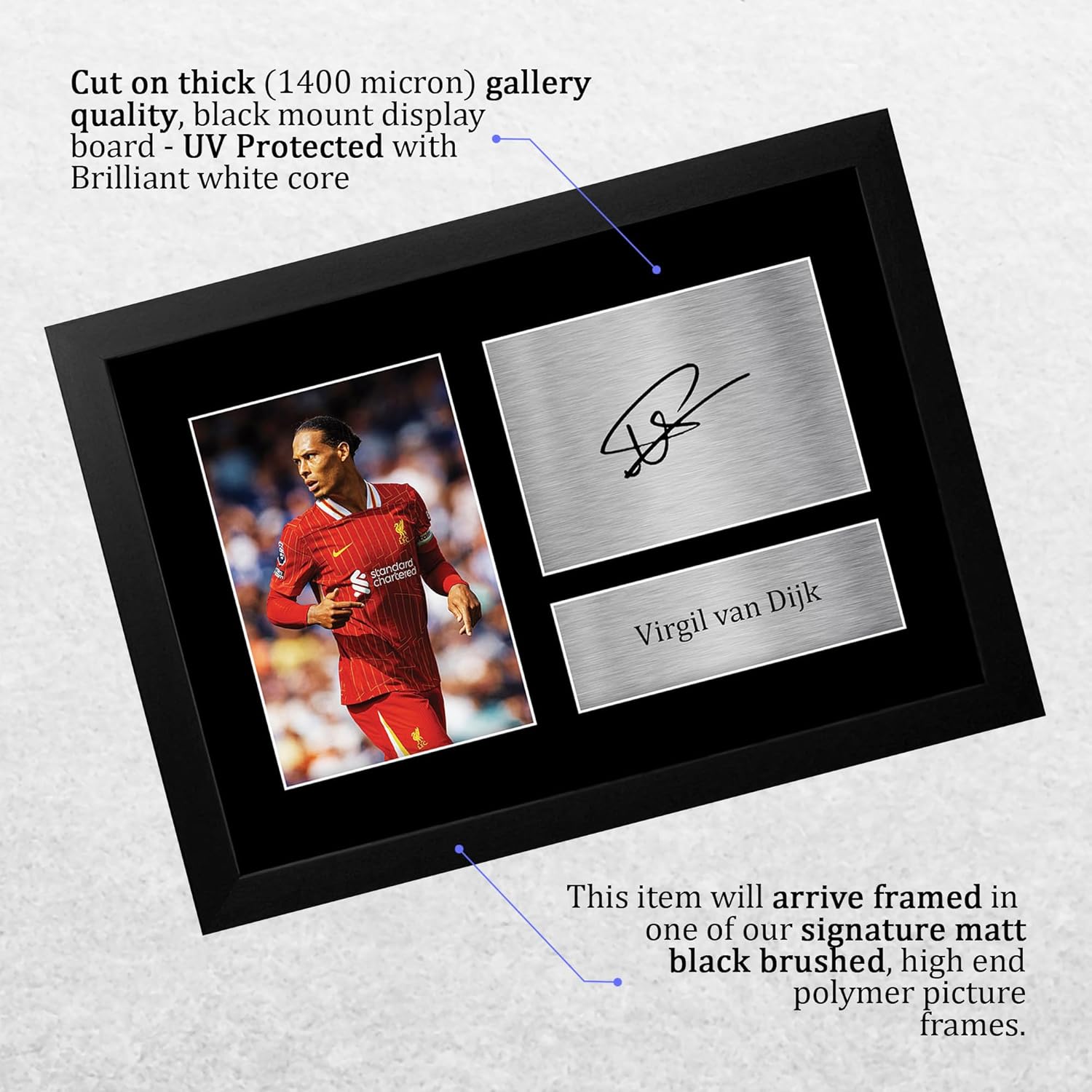 Thumbnail 2 de Virgil van Dijk Liverpool Gifts Printed Autograph Picture (A4 Framed) – Signed Look, Ready to Gift