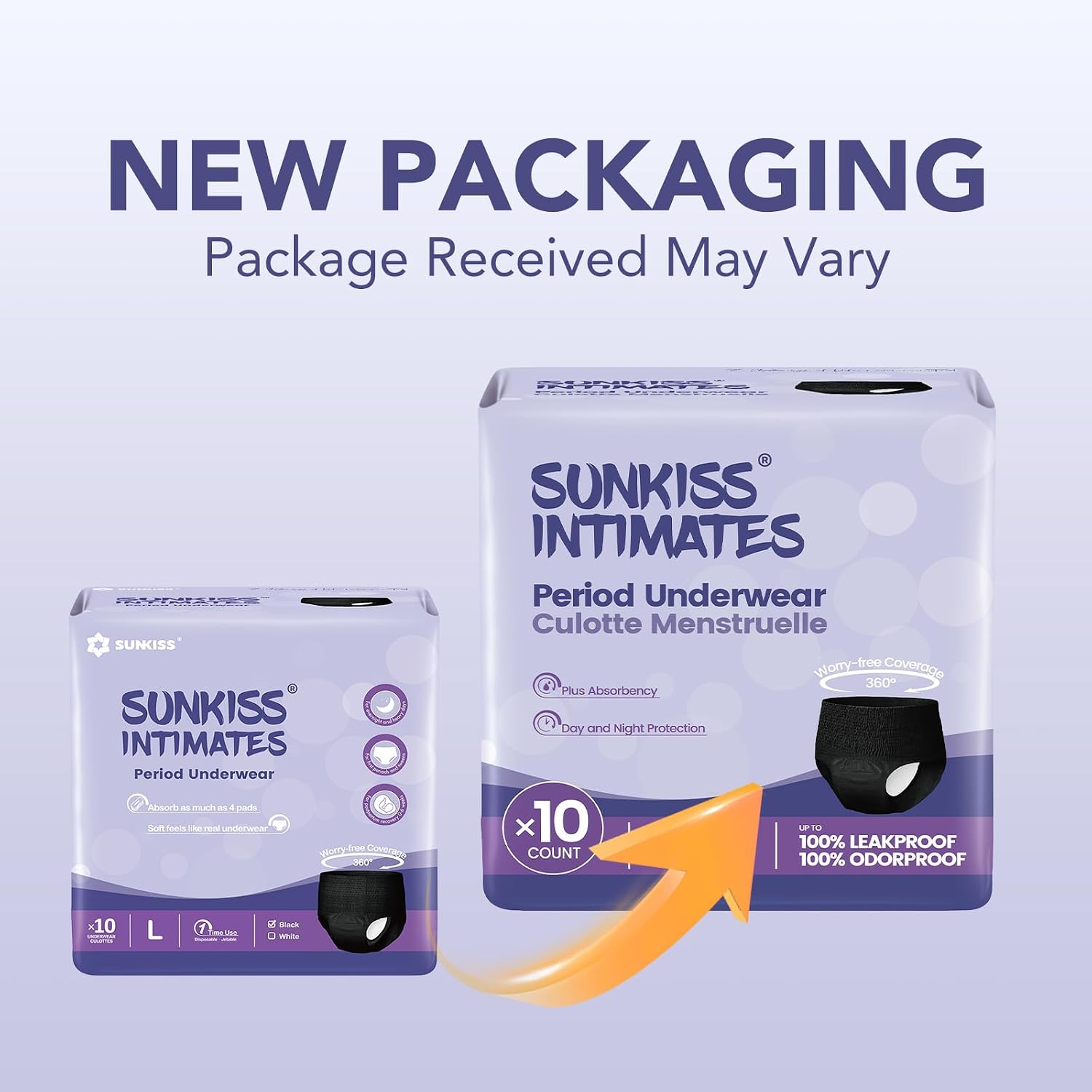 Thumbnail 1 de SUNKISS INTIMATES Disposable Period Pants for Women – Heavy Flow, Unscented, Black, XL (10 Count)