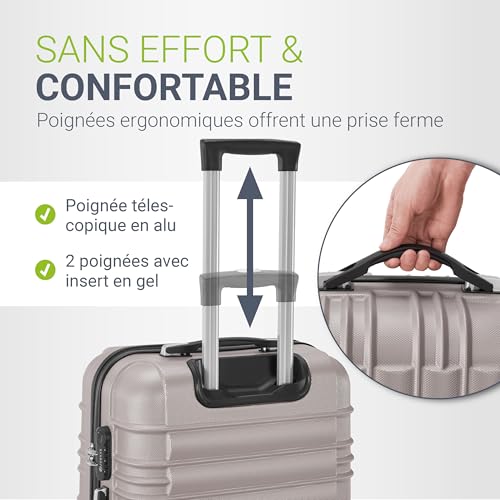 Detalle de Juskys Set valises rigides 3 pièces – Voyage: ABS léger, 360° et serrure à code