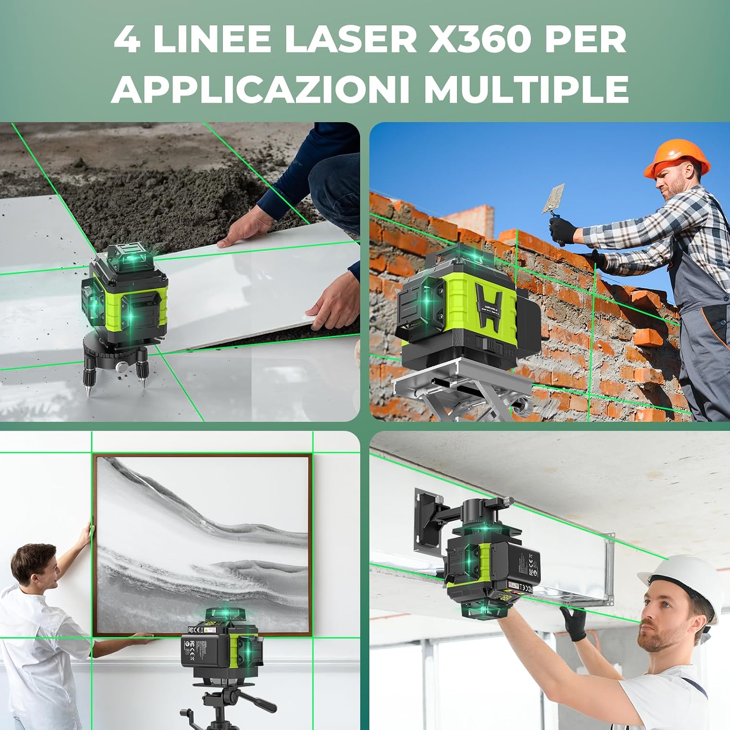 Thumbnail 5 de Livella Laser Autolivellante 16 Linee 4x360° Verde con TeleComando e Accessori