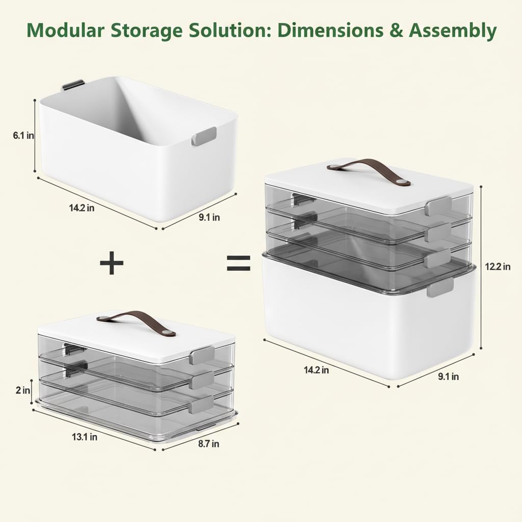 Detalle de MOPALL 4-Tier Mega Capacity Craft Organizer with Portable Leather Handle