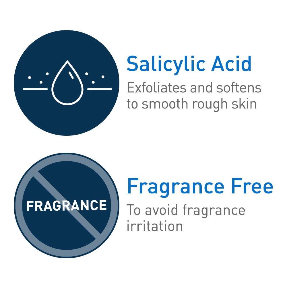 Detalle de CeraVe Moisturizing Cream with Salicylic Acid: Exfoliating Body Cream for Dry, Rough Skin