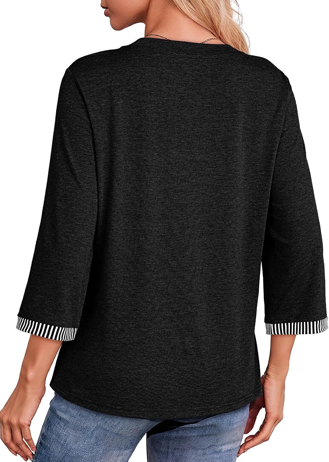 Detalle 2 de Dokotoo T-Shirt Damen Rundhals 3/4 Ärmel