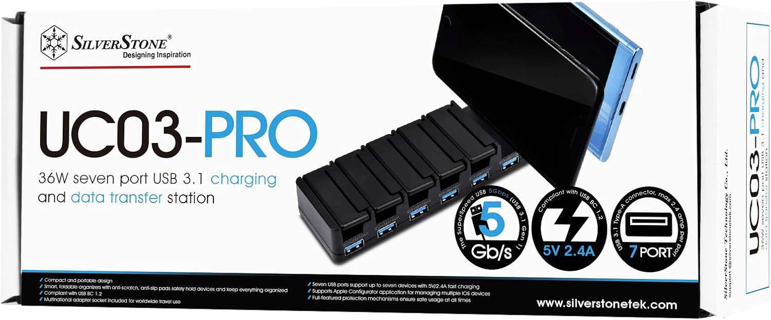 Thumbnail 6 de SilverStone SST-UC03B-PRO – 7-portowa stacja USB 36 W do ładowania i transferu danych