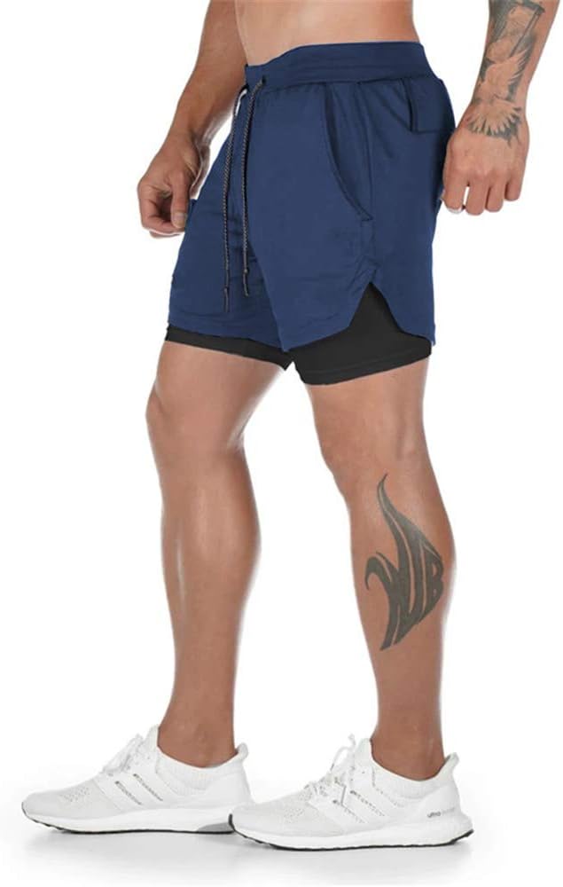 Detalle de Superora Herren Laufshorts 2-in-1 mit Taschen – Sporthose für Training & Fitness