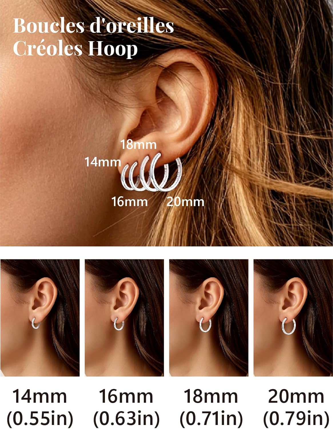 Thumbnail 4 de Silvora Petit Créole Argent 925 Massif – Boucles d’Oreilles hoop 6–20 mm