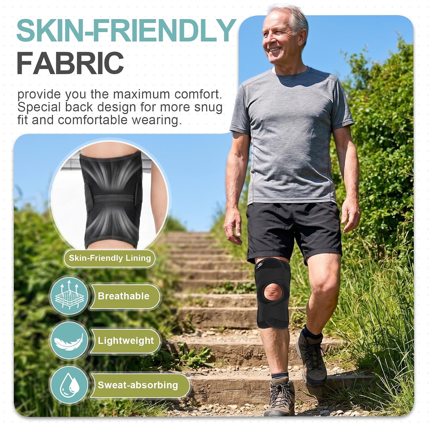 Thumbnail 5 de Lusenone XXL Adjustable Knee Brace with Side Stabilizers and Patella Gel Pads