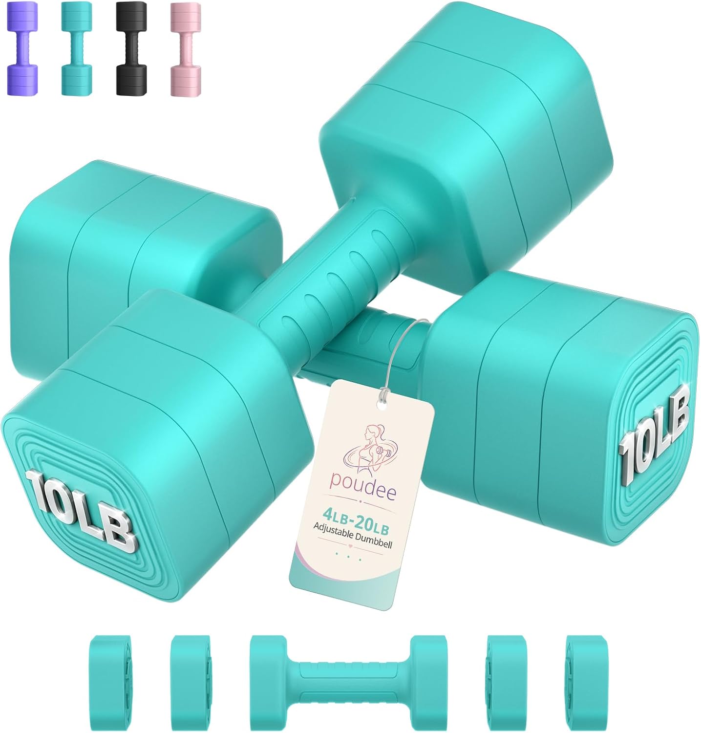 Detalle de Poudee Adjustable Dumbbell Set