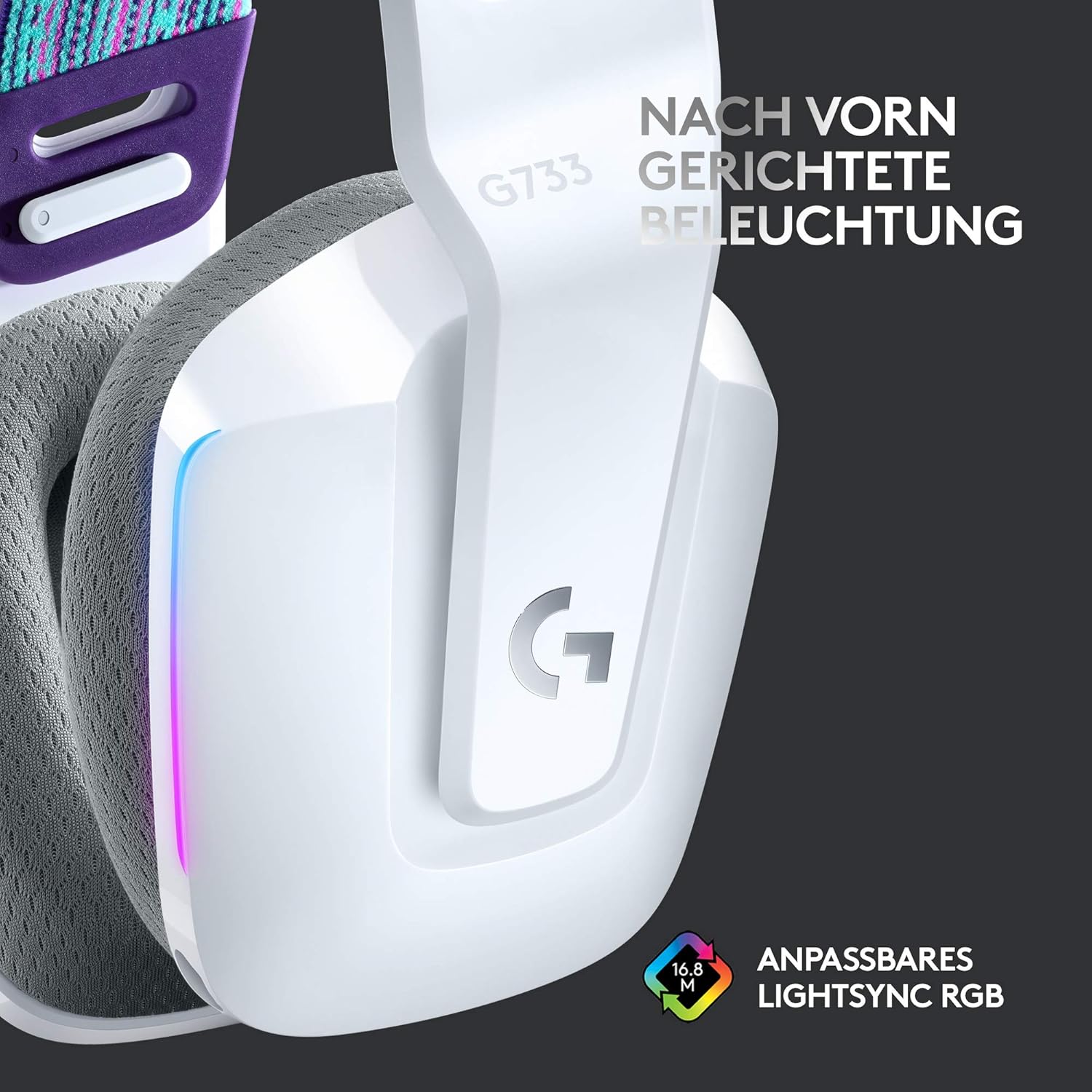 Thumbnail 3 de Logitech G733 LIGHTSPEED kabelloses Gaming-Headset (Weiß) mit LIGHTSYNC RGB & Blue VO!CE