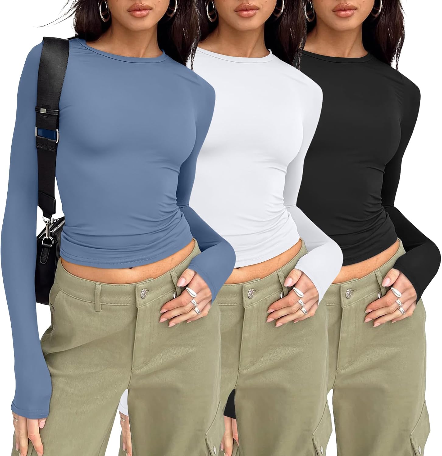 Thumbnail 5 de AUTOMET 3-Pack Long Sleeve Crop Tops women’s shirts