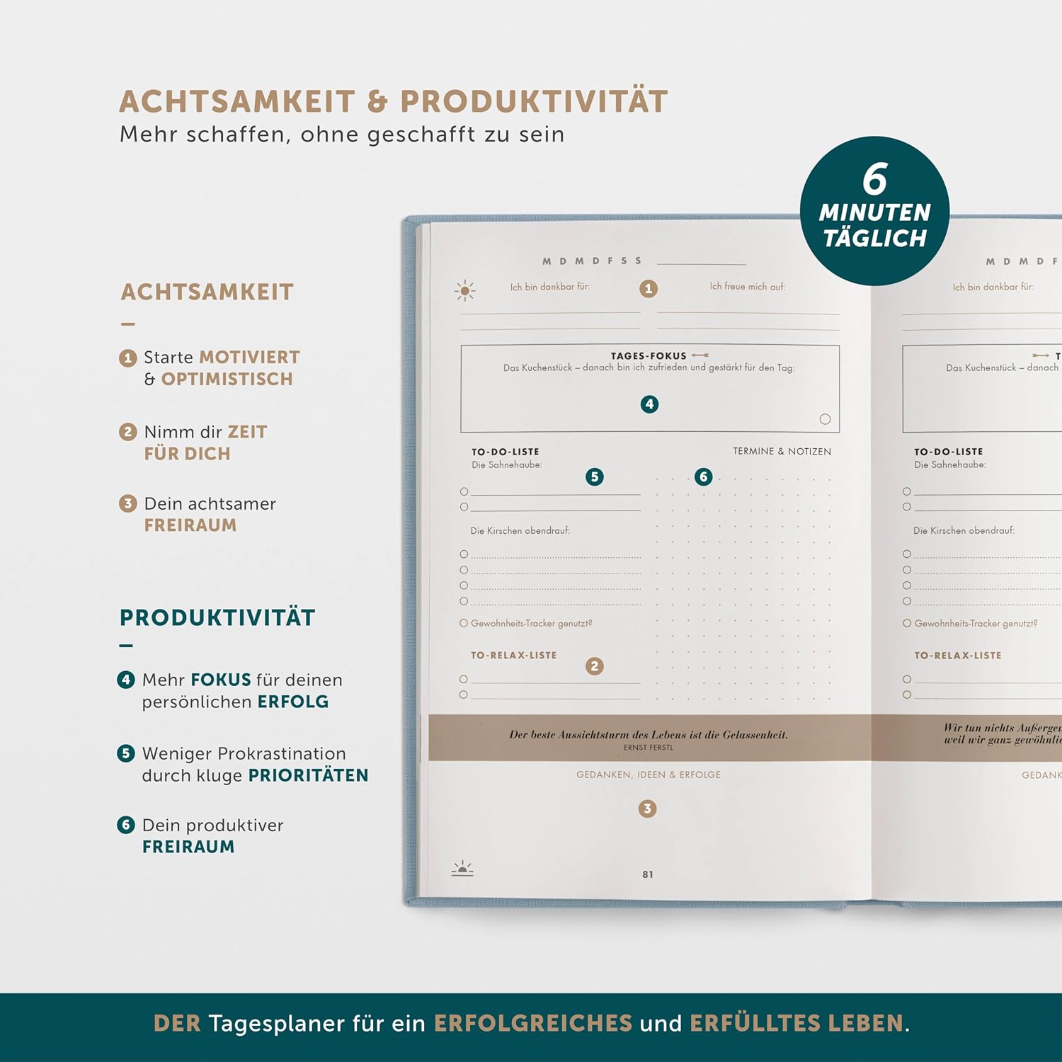 Detalle de 6-Minuten Erfolgsjournal 2026 Tagesplaner