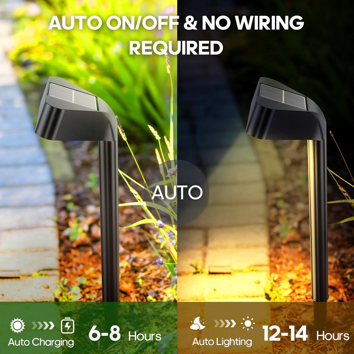 Detalle 2 de Solar Lights Outdoor Garden 4 Pack: 15 LED Brighter Solar Pathway Lighting with Upgraded Mono Solar Panel