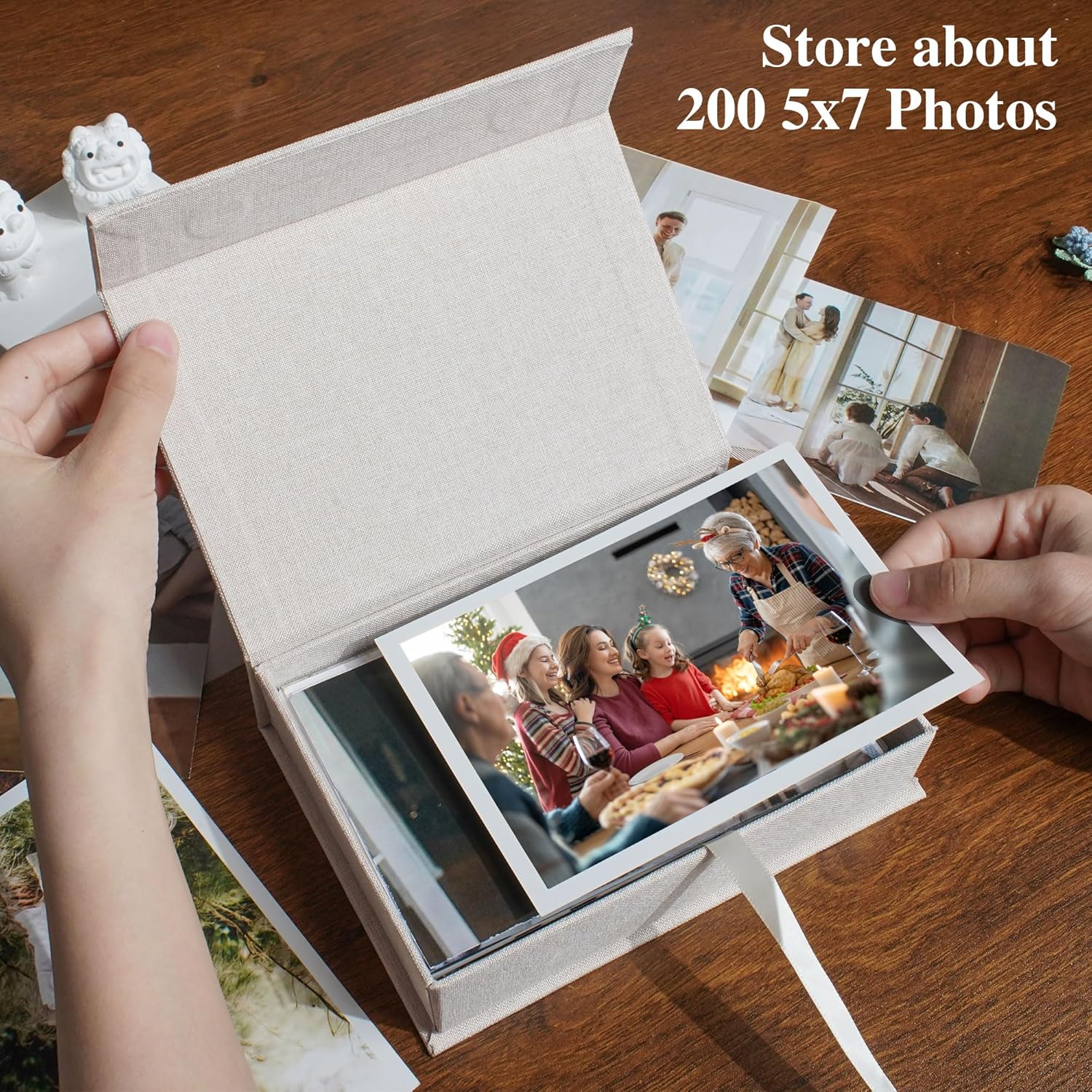 Thumbnail 1 de Hiwhy Foto Aufbewahrungsbox 13x18 cm Leinen Beige
