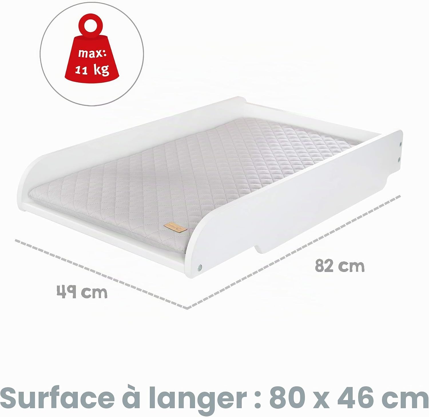 Thumbnail 3 de Roba Plan à Langer à Poser sur Lits Bébé 60x120 cm / 70x140 cm + Matelas Imperméable – Style Blanc