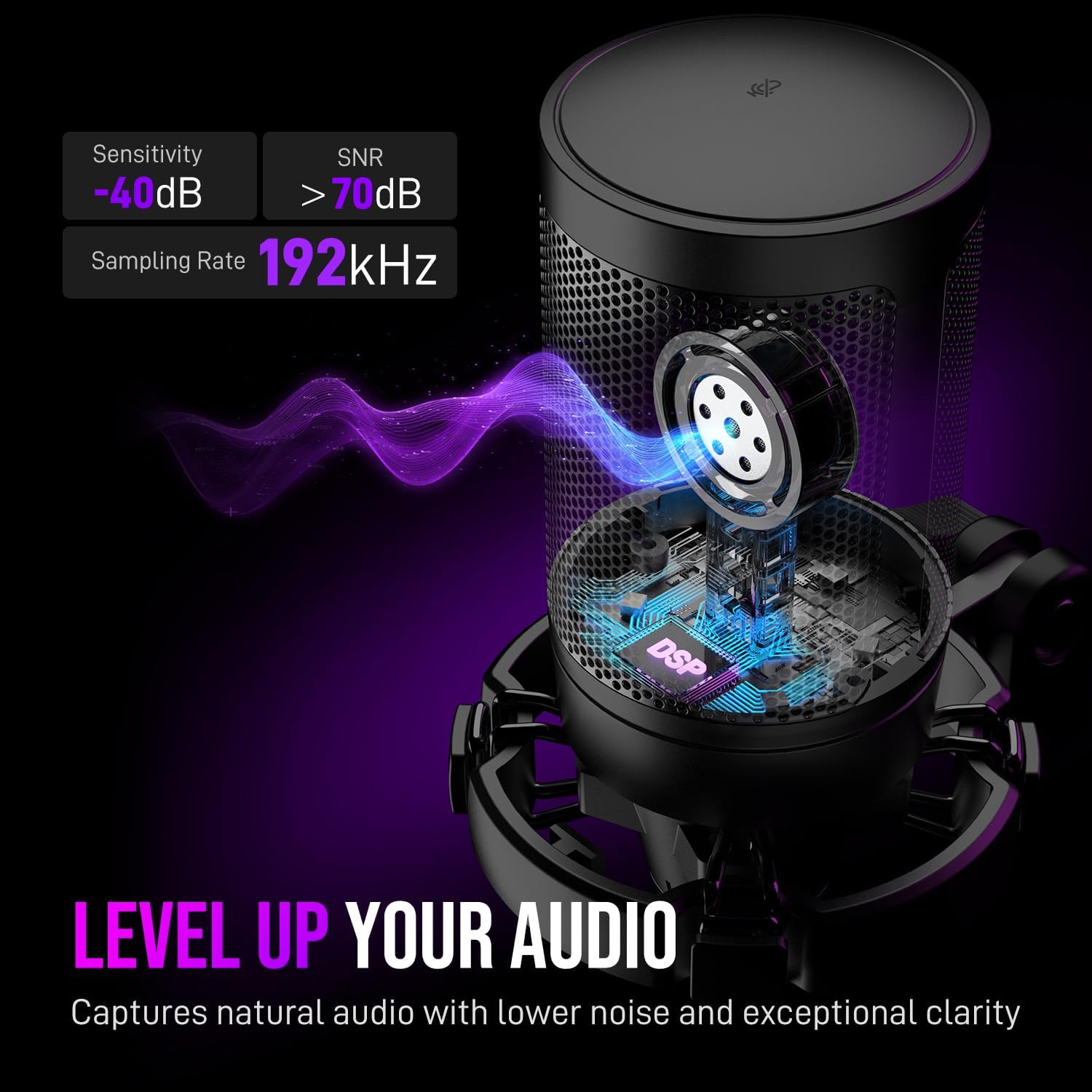 Detalle de FIFINE A6T USB Gaming Condenser Microphone Kit with RGB and Boom Arm