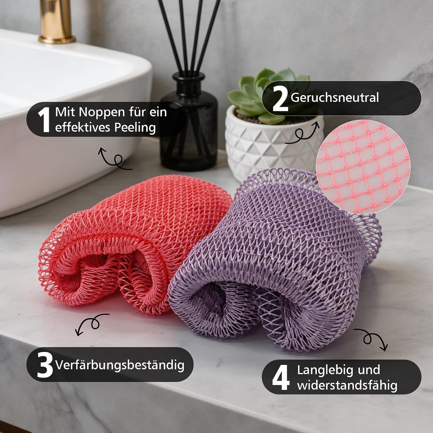 Thumbnail 6 de InemzTal African Net Sponge set of 2 with gift box, nylon exfoliating mesh