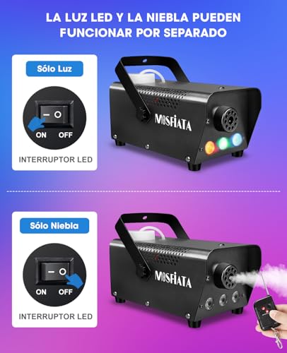Detalle de MOSFiATA Maquina de Humo Pequeña 500W con 3 LEDs RGB Integrados – Efectos para Fiestas y Escenarios