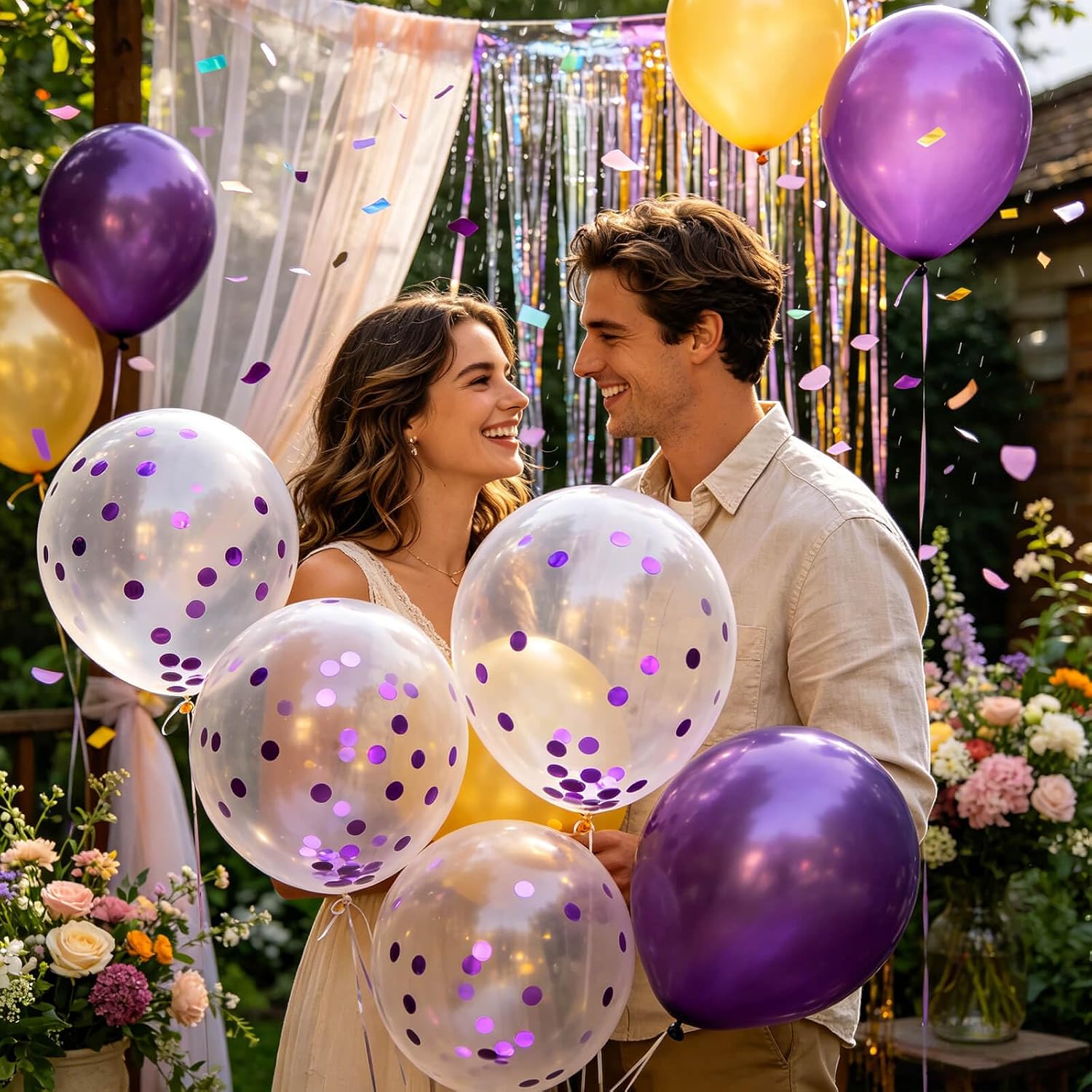 Thumbnail 6 de Clear Confetti Balloons 12-Inch