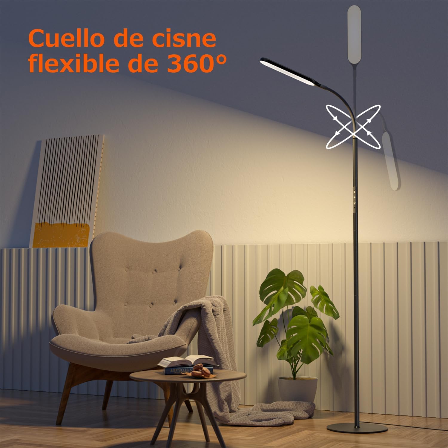 Thumbnail 3 de OUSFOT Lampada da Terra LED Dimmerabile 170 cm con Collo D'oca, Controllo Touch e Telecomando