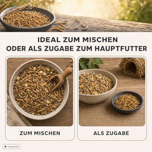 Detalle de EWL Getrocknete Mehlwürmer 2kg (13L) – Natürliches Vogelfutter & Wildvogelfutter von EWL Naturprodukte