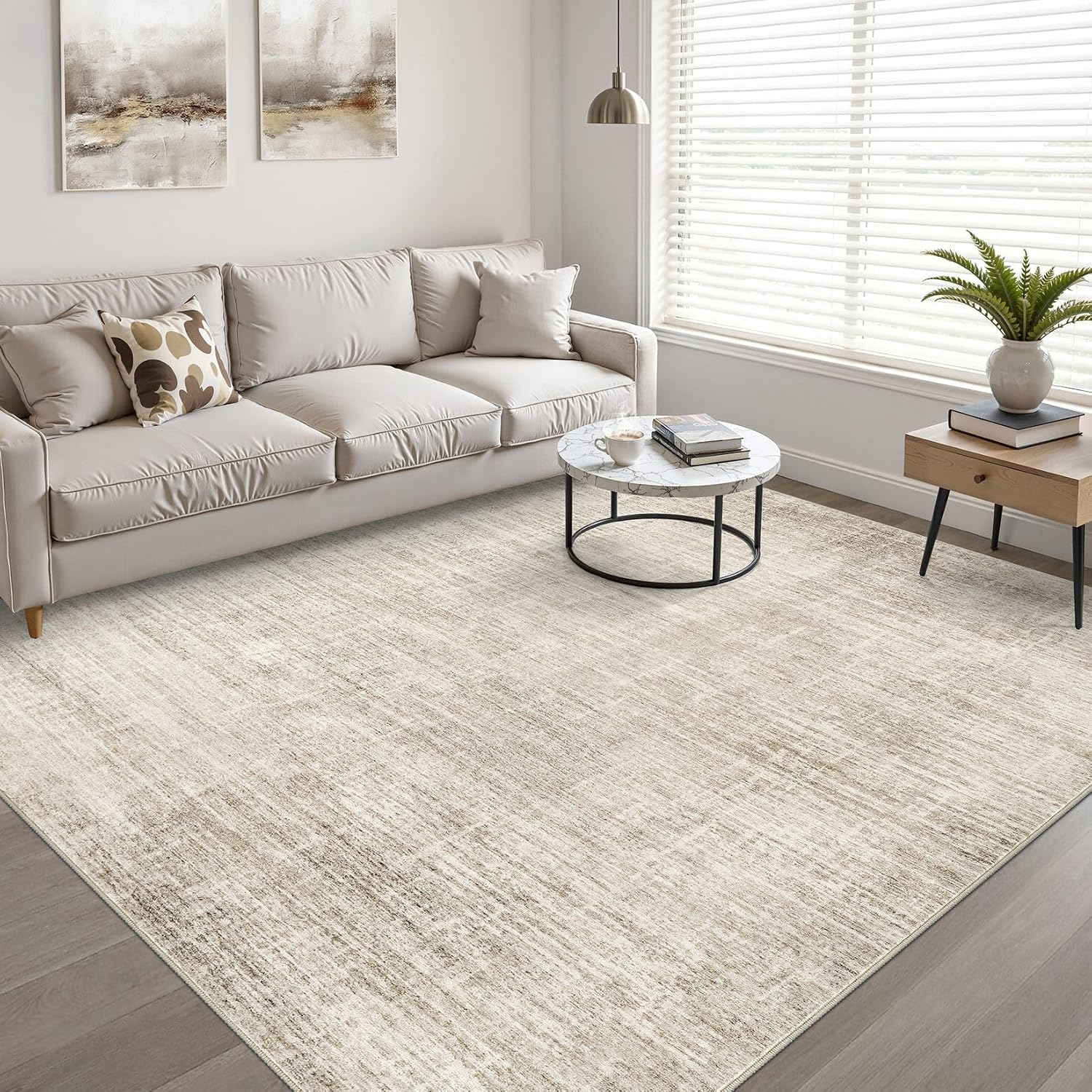 Thumbnail 5 de Loongrug 9x12 Area Rug – Washable, Non-Slip, Soft Neutral Beige for Living Room
