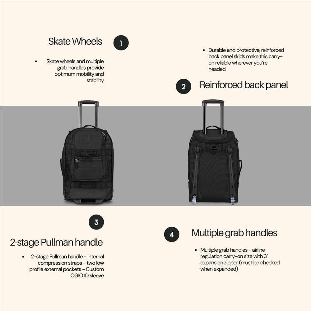 Detalle de OGIO Layover Travel Bag (Stealth): bagaglio da viaggio versatile con ruote