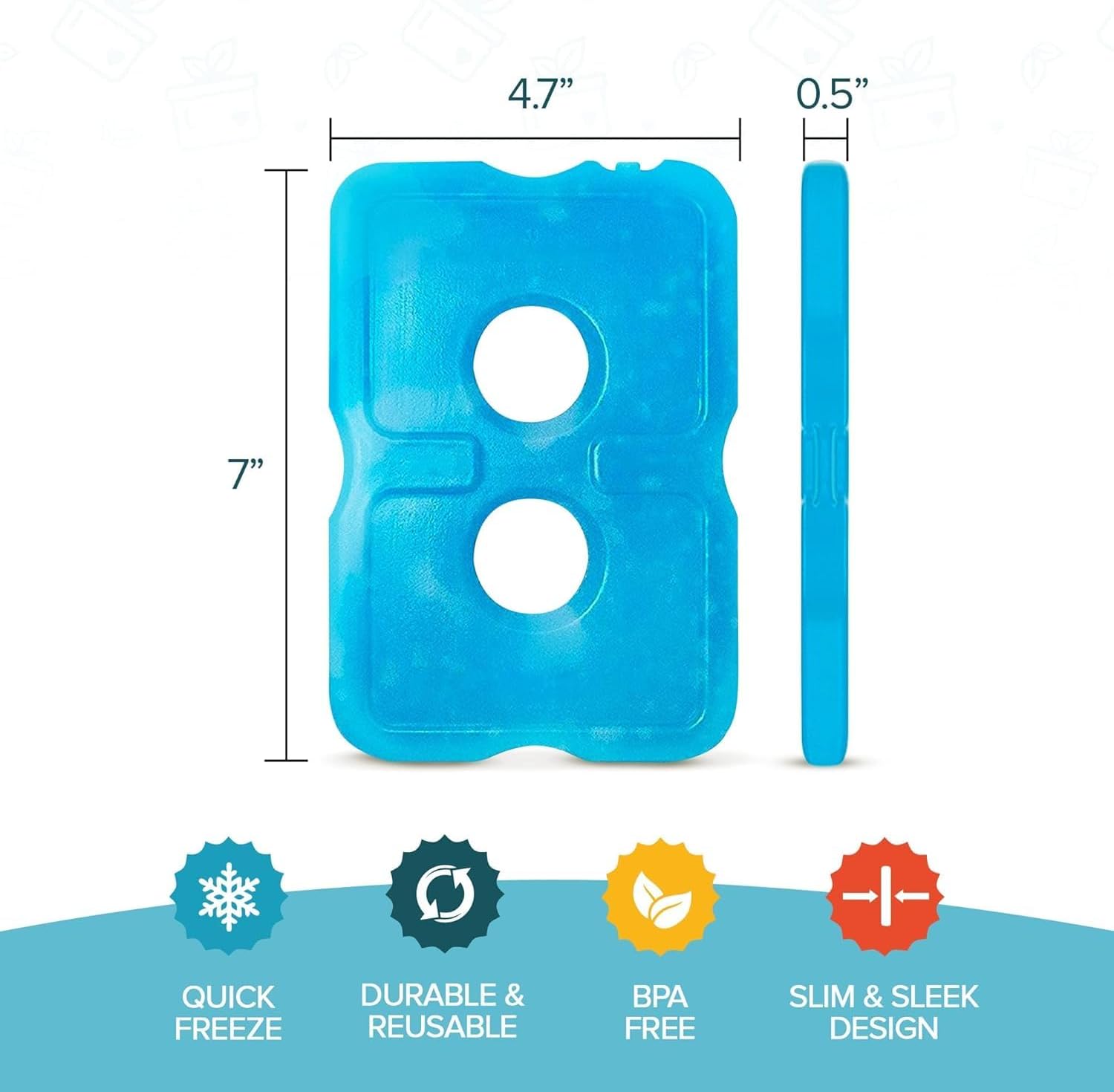 Detalle de Healthy Packers Slim Reusable Gel Ice Packs (Set of 10) for Lunch Boxes & Coolers