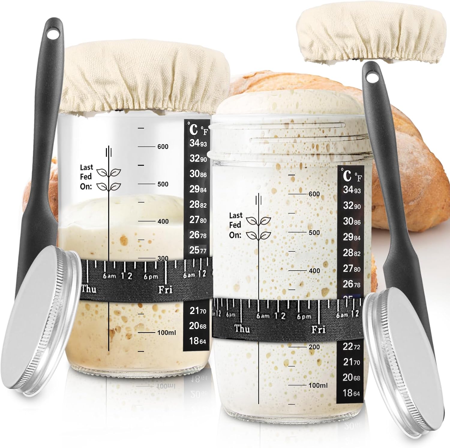 Detalle de zunmial Sourdough Starter Jar 2-Pack