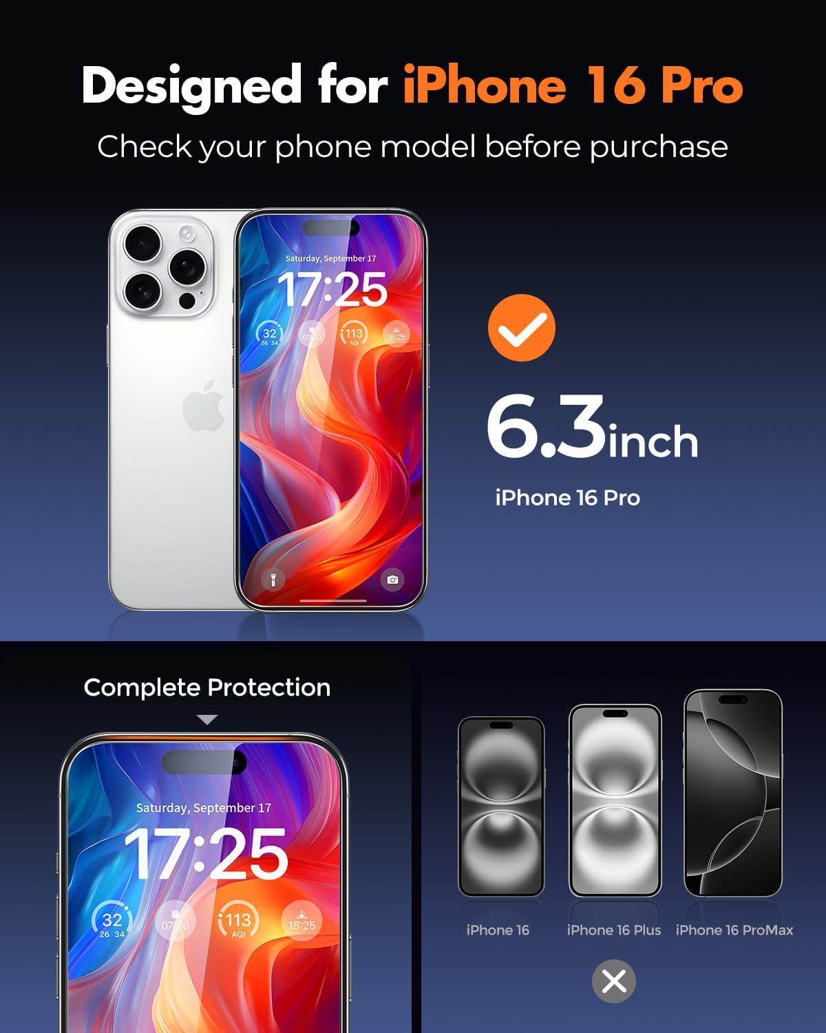 Thumbnail 5 de UNBREAKcable 2-Pack Screen Protector for iPhone 16 Pro – Double Shatterproof Tempered Glass with Easy Installation Frame