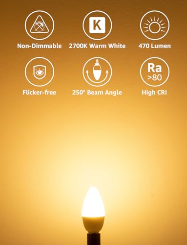 Detalle de Lepro C37 E14 LED Light Bulb, Warm White 2700K – Pack of 6