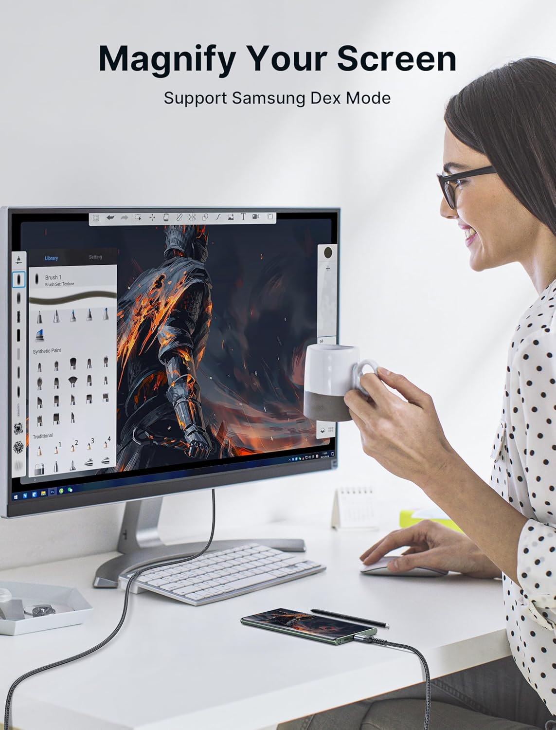 Thumbnail 2 de JSAUX USB C to HDMI 2.1 Cable (8K60/4K240) — 6.6ft, USB-C to HDMI, 48Gbps, HDR, eARC, ALLM, TB 3/4/5 compatible