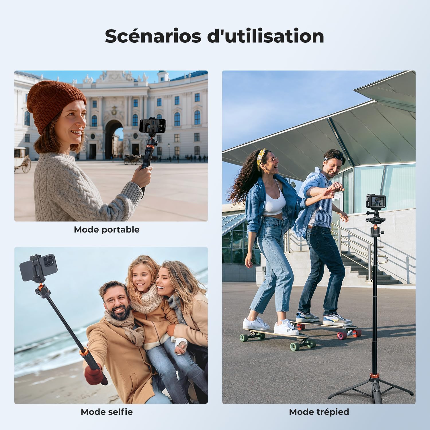 Thumbnail 6 de K&F CONCEPT Trepied Smartphone et Appareil Photo 159 cm 2-en-1 avec perche à selfie et télécommande Bluetooth