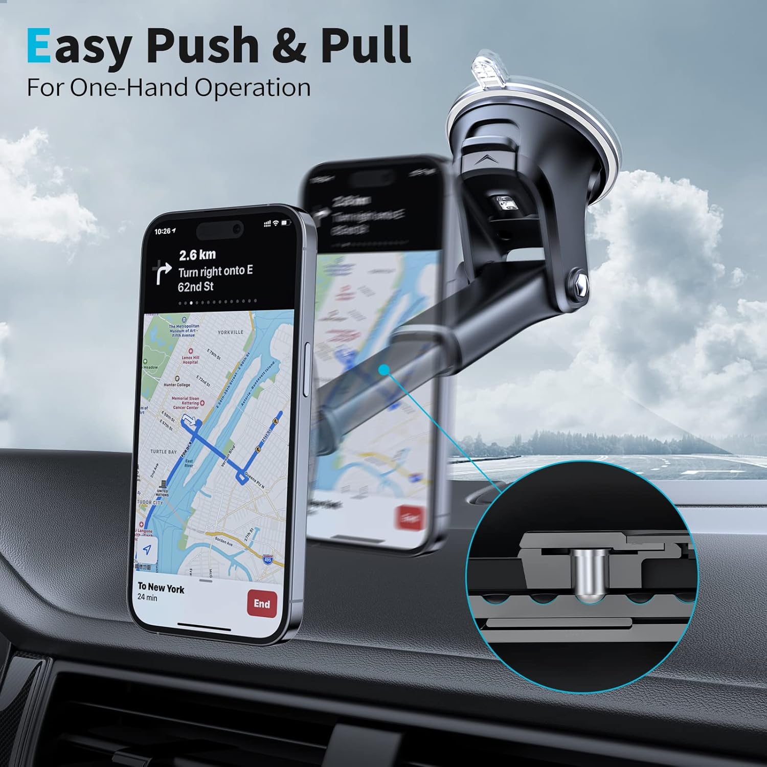 Thumbnail 5 de APPS2Car Magnet-Handyhalterung für das Auto mit 6 N52-Magneten und einstellbarer Halterung