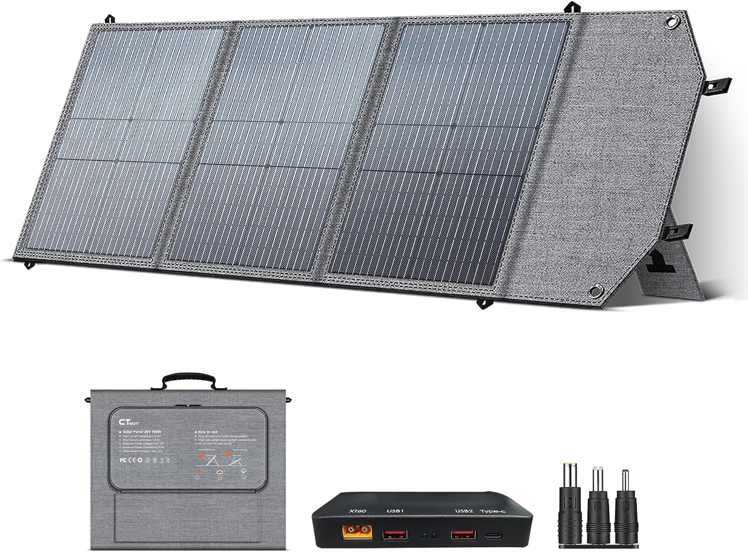 Detalle de CTOLITY 100W Portable Solar Panel