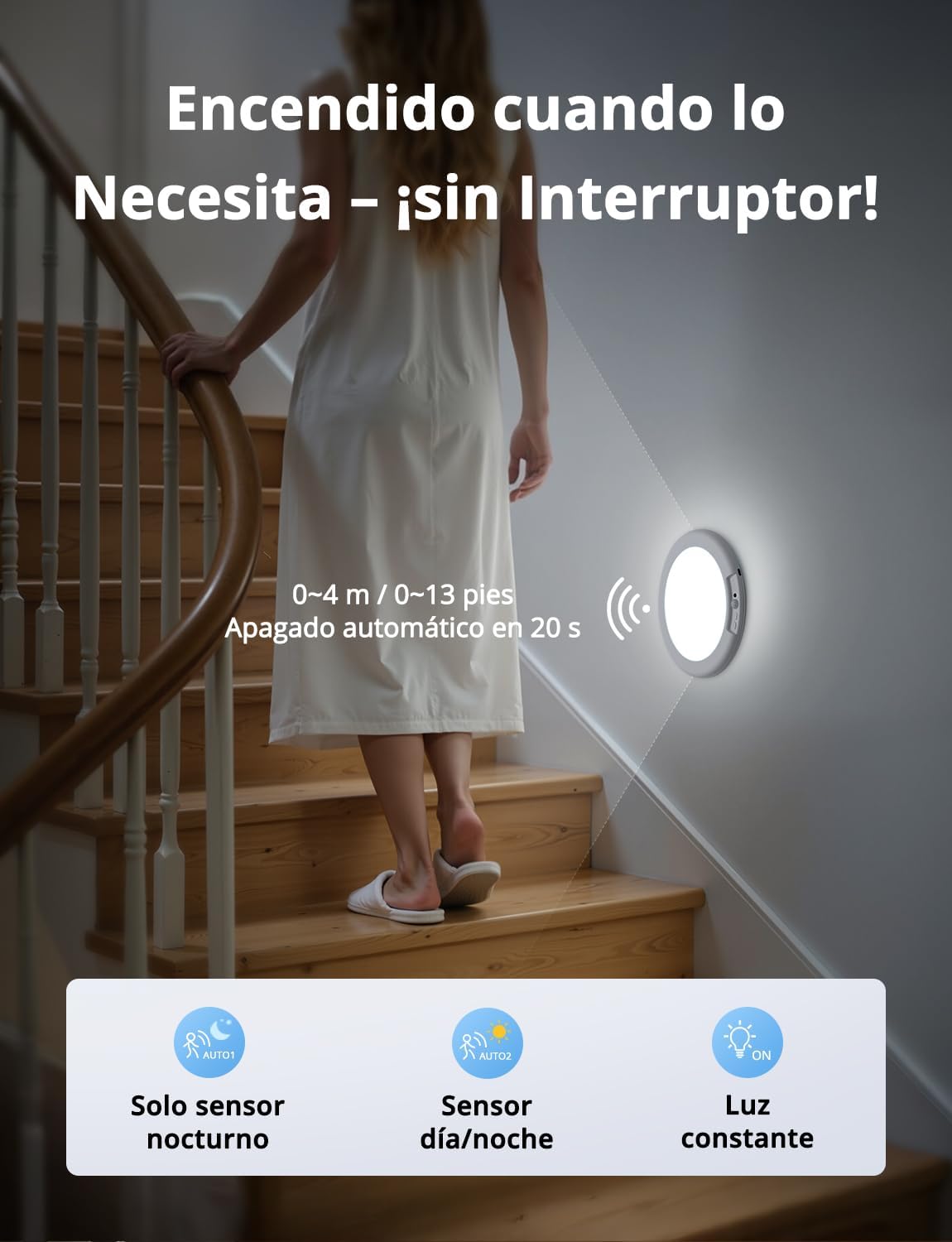 Detalle de Combuh Luz sin Electricidad: Lá,mpara LED de Techo para Baño con Batería 6000 mAh y Mando