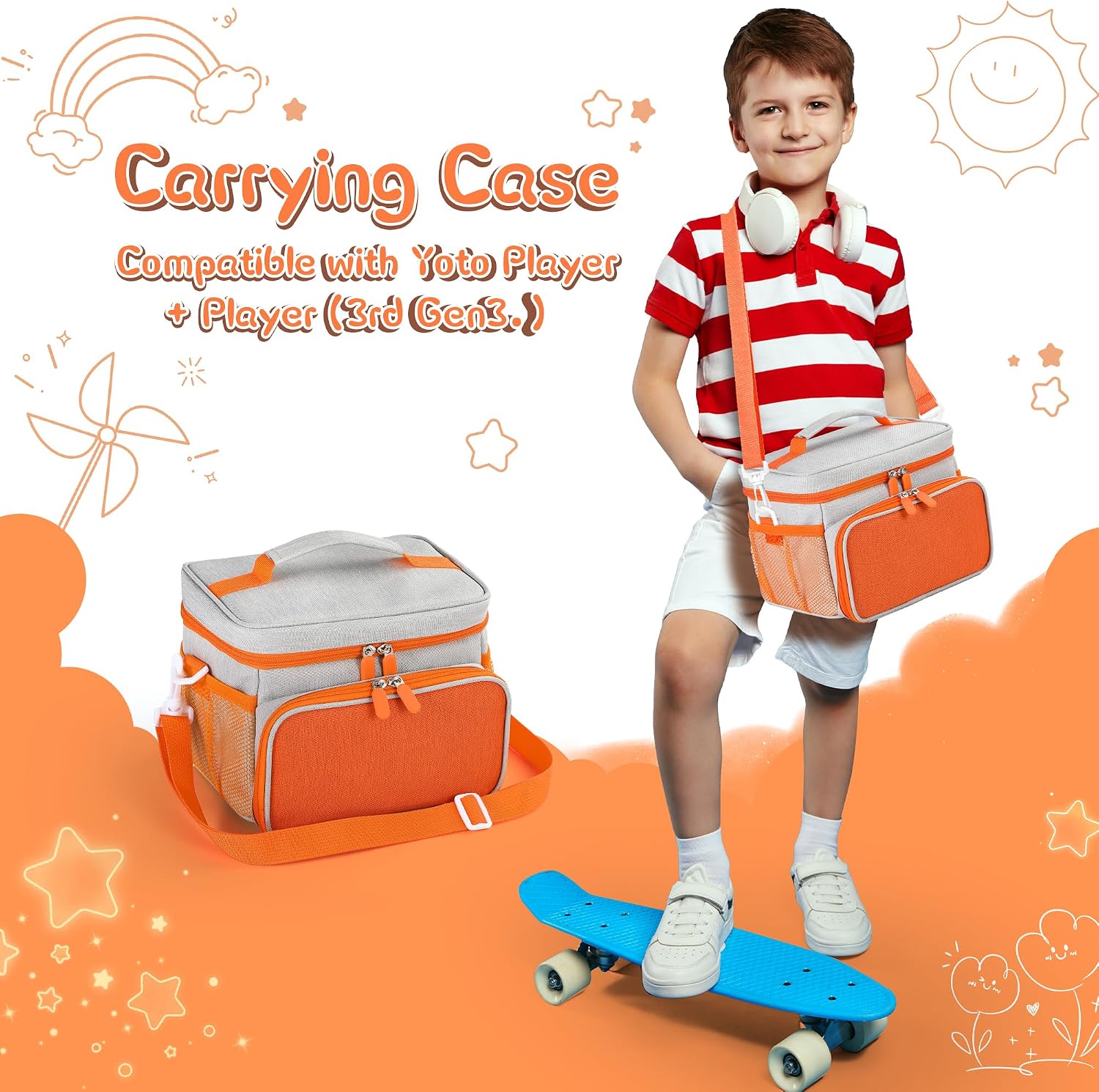 Thumbnail 6 de TATAVR Travel Carrying Case for Yoto Player 3rd Gen – Card Holder for 30 Cards with Shoulder Strap, Grey