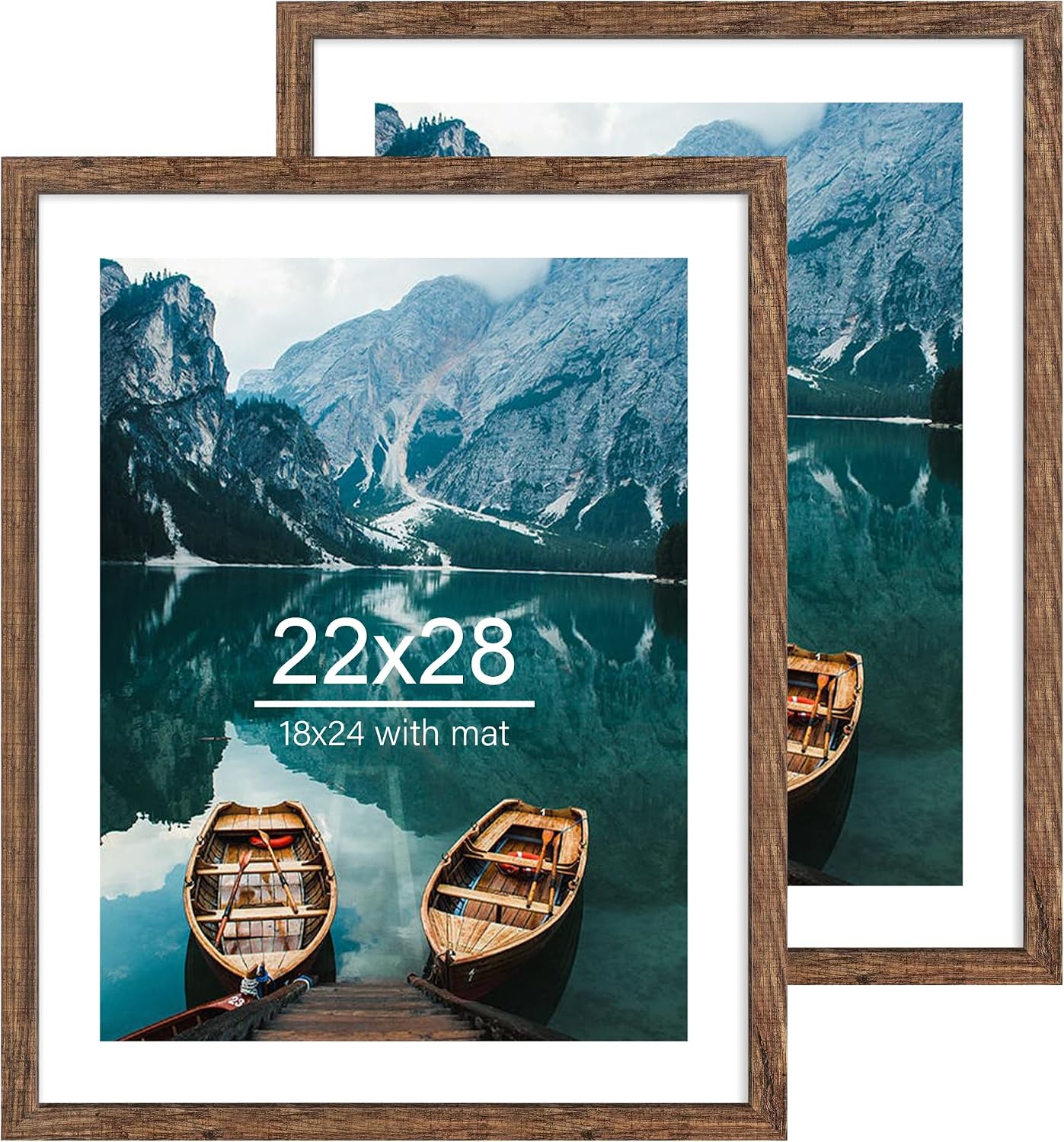 Detalle de Hongkee 22x28 Rustic Brown Wood-Style Frame Set (2-Pack) for 18x24 Photos or 22x28 Posters