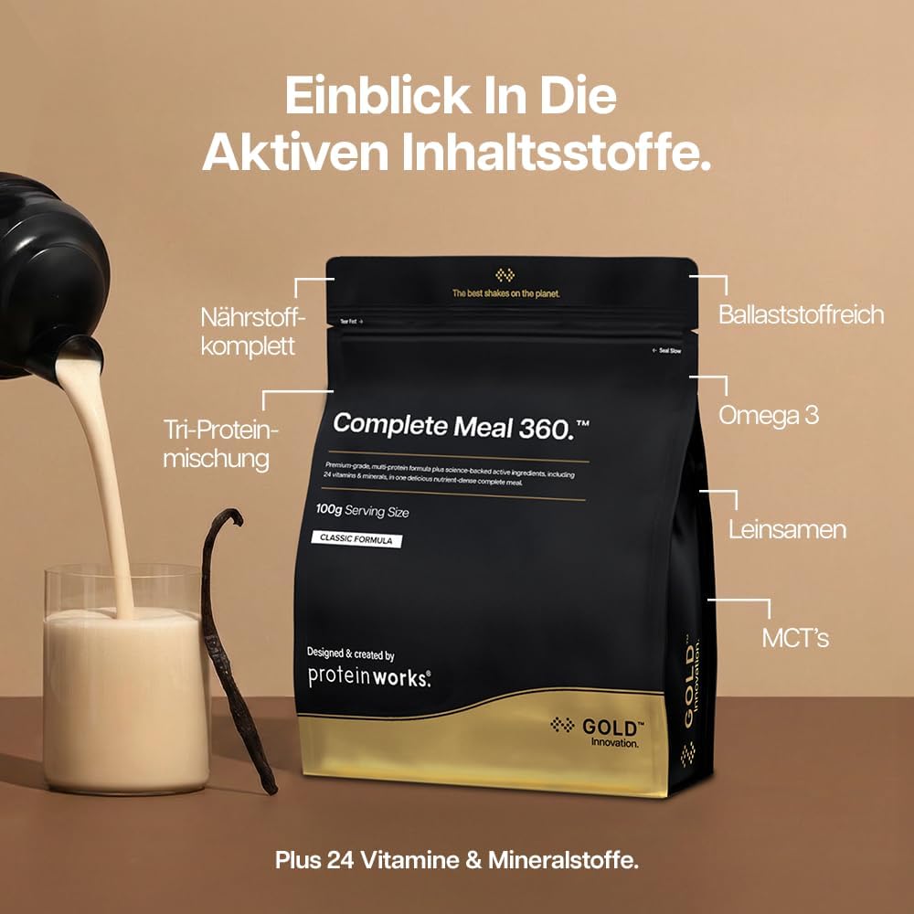 Thumbnail 1 de Protein Works Complete Meal 360 GOLD Innovation – Mahlzeitenersatz Shake mit 30 g Protein, Vanillecreme, 500 g