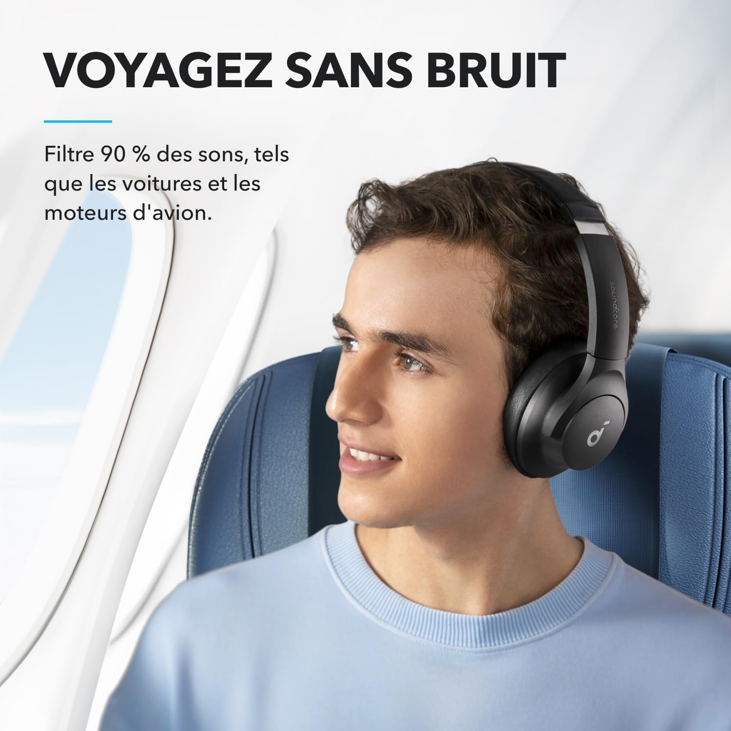 Detalle de Soundcore par Anker Q20i : Casque Bluetooth sans fil avec ANC hybride et personnalisation audio