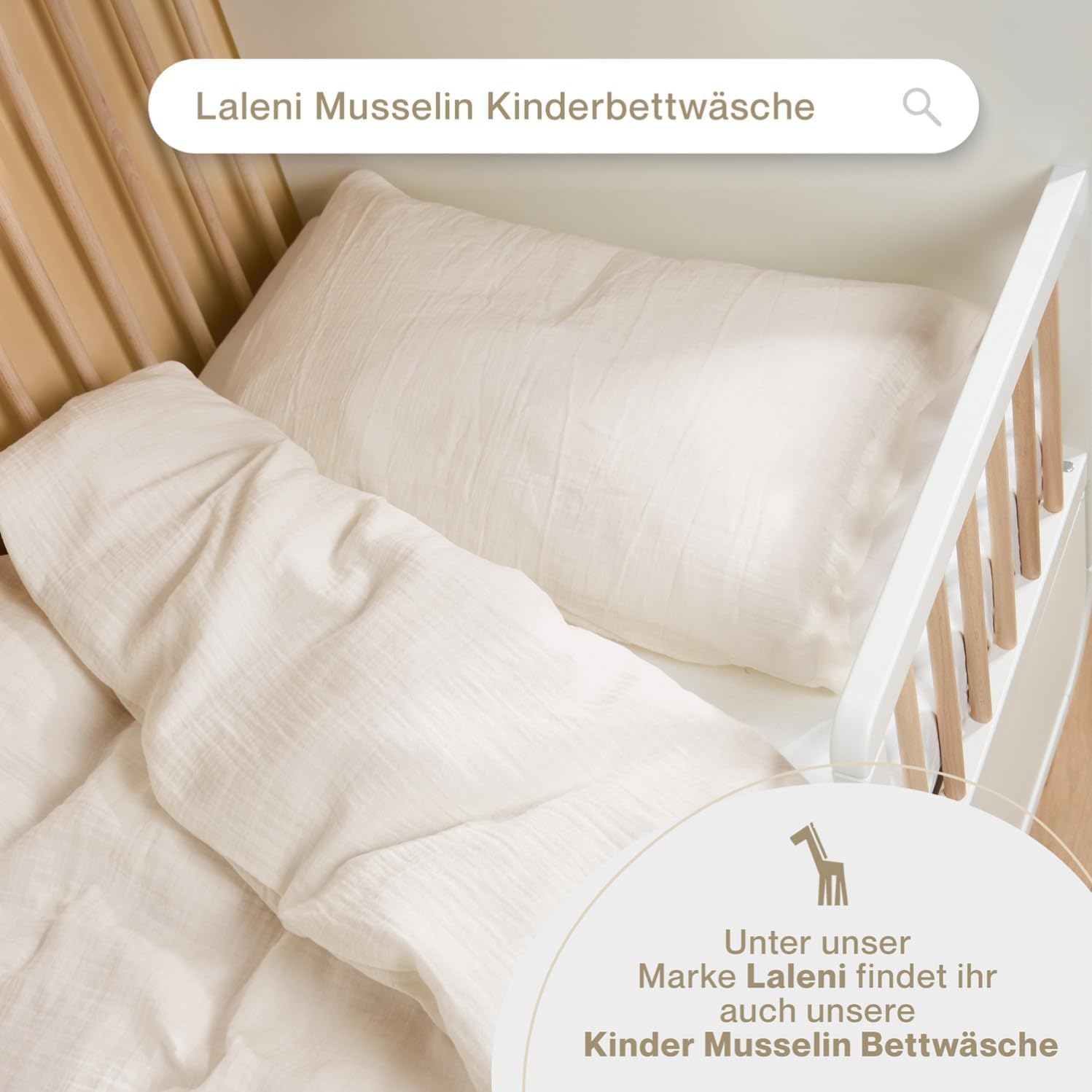 Thumbnail 6 de Blumtal Musselin Bettwäsche 200x200 cm + 2x 80x80 cm – OEKO-TEX, 100% Baumwolle, beige