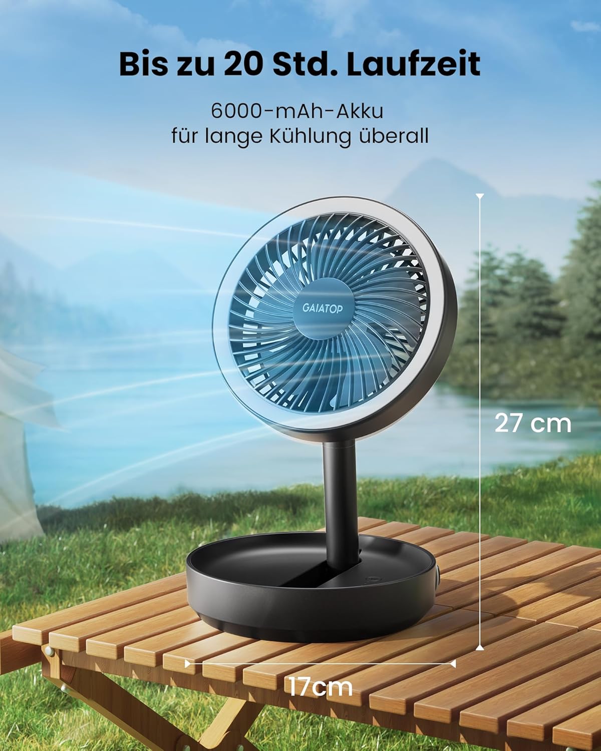 Detalle 2 de Gaiatop Faltbarer Tischventilator – kompakt, flexibel und zuverlässig
