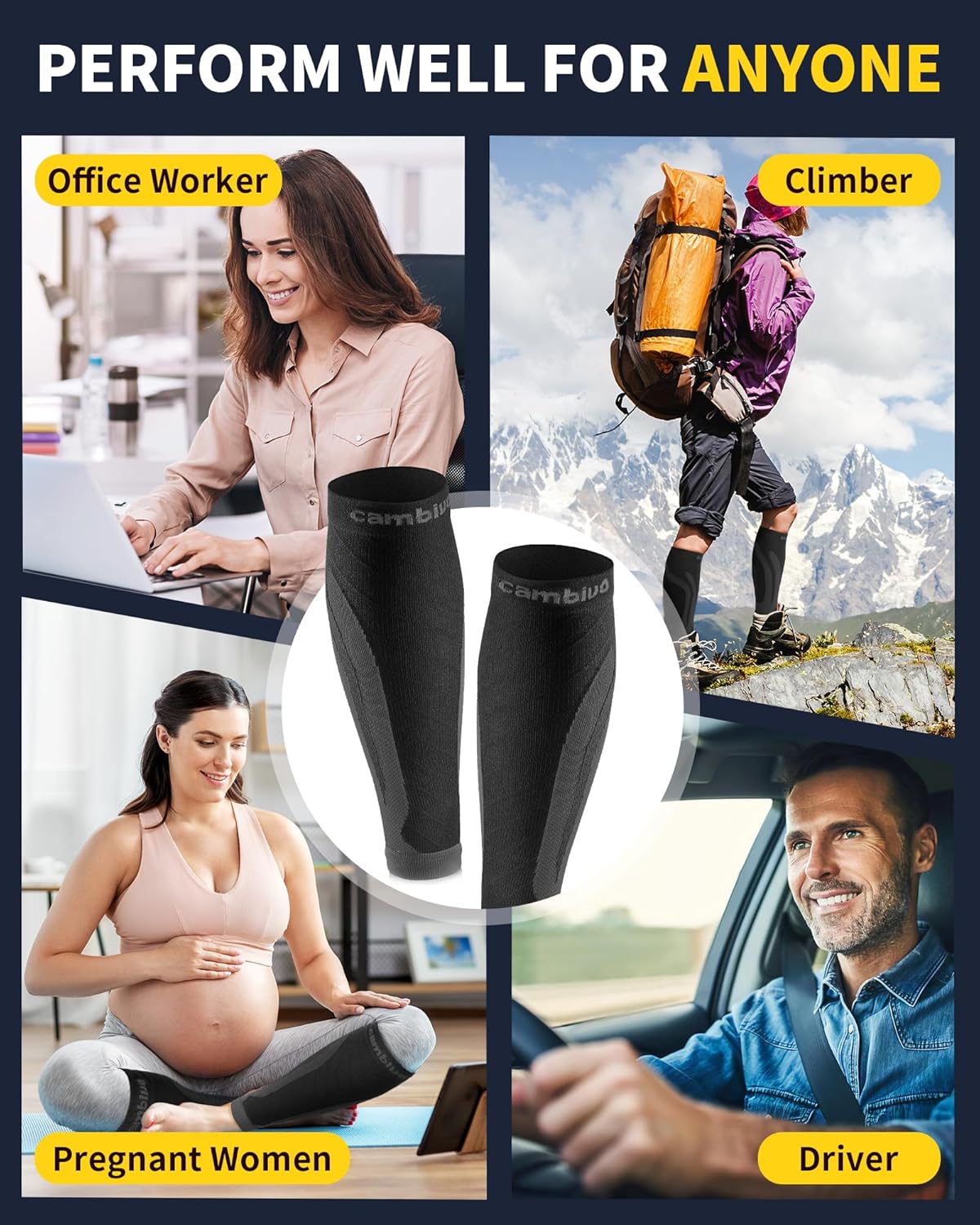 Thumbnail 6 de CAMBIVO 2 Pairs Calf Compression Sleeve