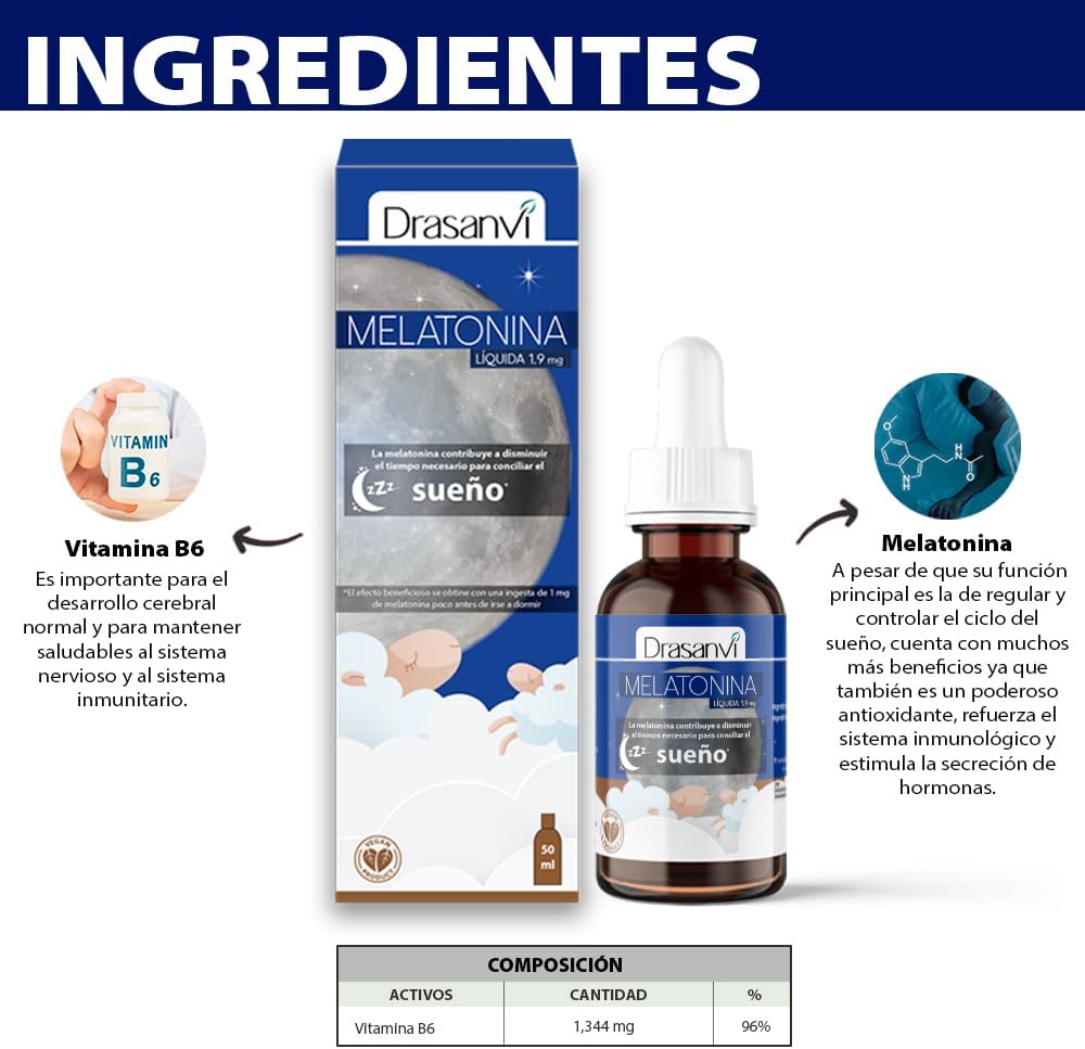 Detalle 2 de DRASANVI Melatonina Pura 1,9 mg 50 ml